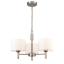 Franklite Barolo 3 Light Ceiling Light In Satin Nickel With Off White Shades FL2494-3