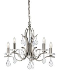 Franklite FL2298/5 Willow 5 Light Satin Nickel and Crystal Chandelier
