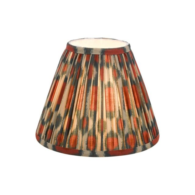 Dar Lighting Ikat Red And Green Cotton Tapered Drum Shade 25cm