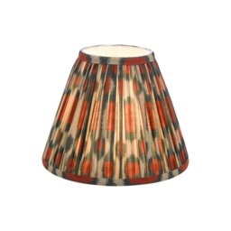 Dar Lighting Ikat Red And Green Cotton Tapered Drum Shade 25cm