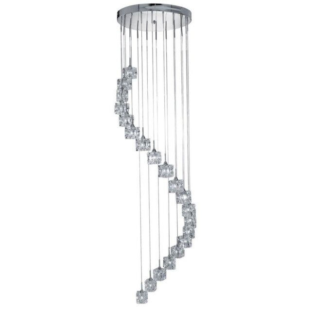 Searchlight 7820-20-LED Ice Cube Twenty Light LED Cluster Ceiling Light In Chrome With Clear Glass