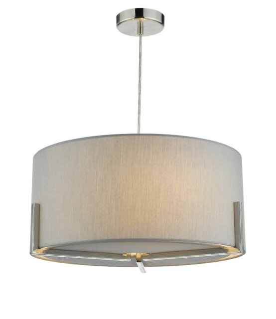 Dar SAN0339 Santino 3 Light Ceiling Pendant In Satin Chrome And Grey