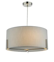 Dar SAN0339 Santino 3 Light Ceiling Pendant In Satin Chrome And Grey
