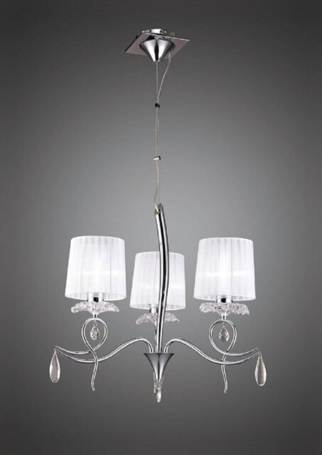 Mantra M5273 Louise 3 Light Ceiling Pendant Light In Chrome With White Shades