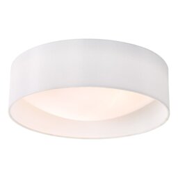Dar Lighting NYS502 Nysa 2 Light Flush Ceiling Light With White Faux Silk Shade 40cm