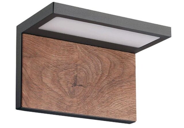 Mantra M6770 Ruka Outdoor 13 Watt LED Wall Light In Anthracite And Walnut