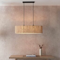 Endon 101692 Longshore 2 Light Linear Ceiling Pendant Light With Seagrass Shade