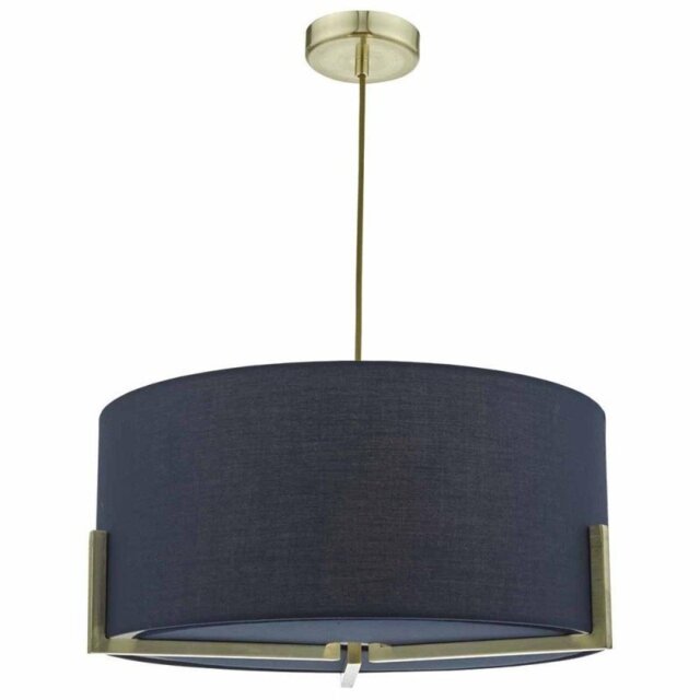 Dar SAN0323 Santino 3 Light Ceiling Pendant In Blue And Gold
