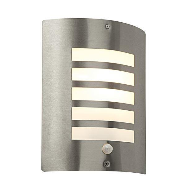 Saxby ST031FPIR Bianco PIR Wall Light in Brushed Stainless Steel