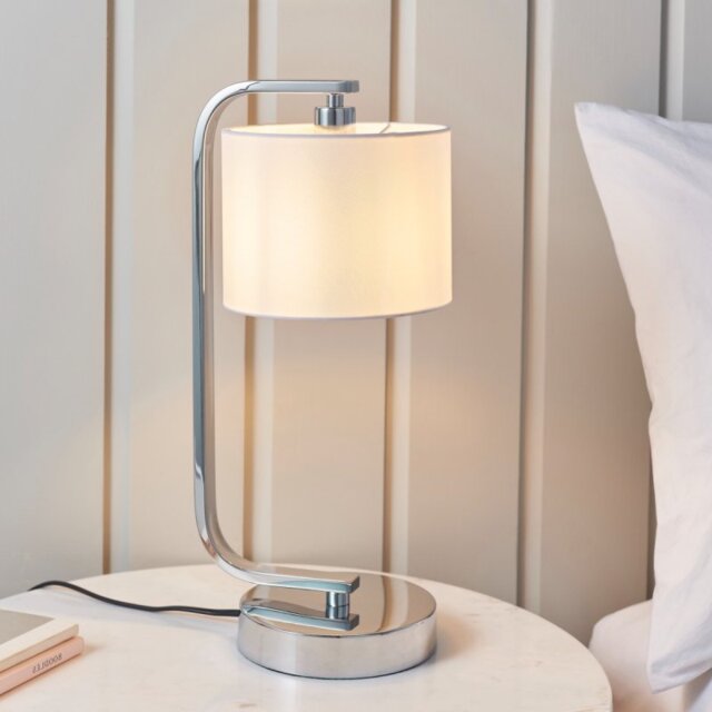 Endon CANNING-TLCH Canning Touch Table Lamp In Chrome With White Shade