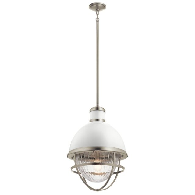 Quintiesse QN-TOLLIS-P-BN Tolis Ceiling Pendant Light In Brushed Nickel And White Finish
