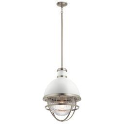 Quintiesse QN-TOLLIS-P-BN Tolis Ceiling Pendant Light In Brushed Nickel And White Finish