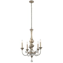 KL/ROSALIE/5B Rosalie 5 Light Chandelier Light In Sterling Gold
