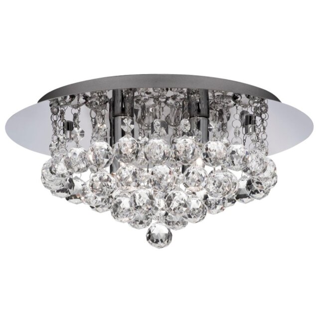 Searchlight 3404-4CC Hanna 4 Light Crystal Flush Ceiling Light In Chrome