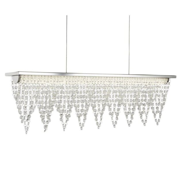 Searchlight 8857CC Drape Ceiling Bar Pendant Light In Chrome With Acrylic Drops - Length: 650mm