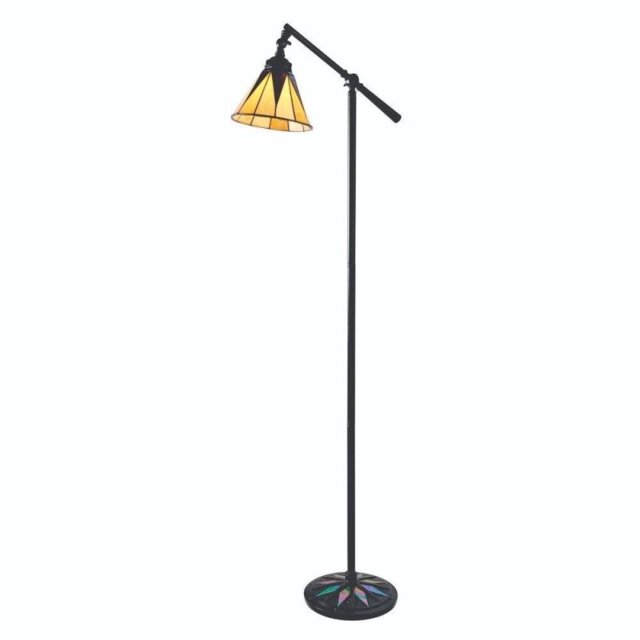 Interiors 1900 74355 Dark Star 1 Light Task Floor Light With Tiffany Pearly Cream Glass Shade