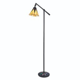 Interiors 1900 74355 Dark Star 1 Light Task Floor Light With Tiffany Pearly Cream Glass Shade