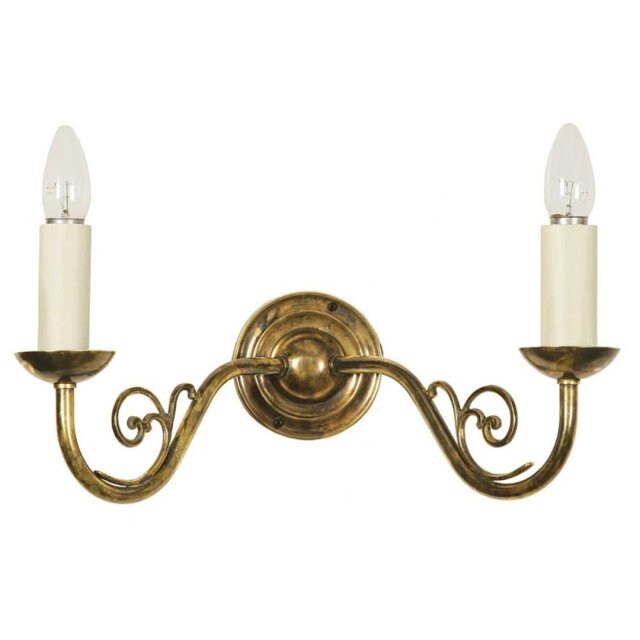 707T Cottage 2 Light Wall Light with Optional Shades - product_finish:Polished Brass-shades:Fitting only (without shade)