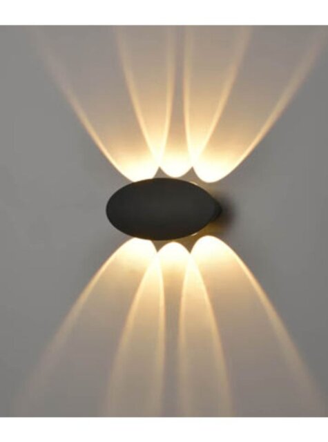 Franklite EXT6630 Aura Outdoor Oval Wall Light In Black Finish IP54 EXT6630
