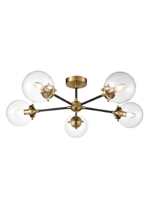 Franklite FL2409-5 5 Light Semi Flush Ceiling Light In Antique Gold
