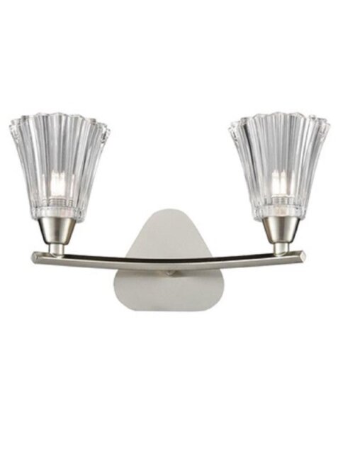 F2376-2 Two Light Wall Light In Satin Nickel With Clear Glass Shades
