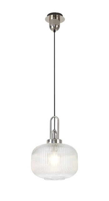Glenn 1 Light Pumpkin Ceiling Pendant in Polished Nickel With Clear Glass