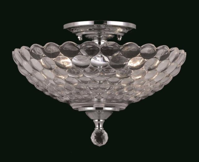 Impex SC911241/A Two Lt Glass Crystal Semi Flush Ceiling Fitting - product_finish:Satin Nickel Finish