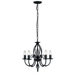 Elstead ART5 BLACK Artisan 5 Light Chandelier In Black - Fitting Only