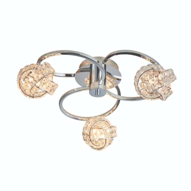 Endon 76285 Talia 3 Light Semi Flush In Chrome Plate And Clear Crystal Glass