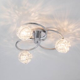 Endon 76285 Talia 3 Light Semi Flush In Chrome Plate And Clear Crystal Glass