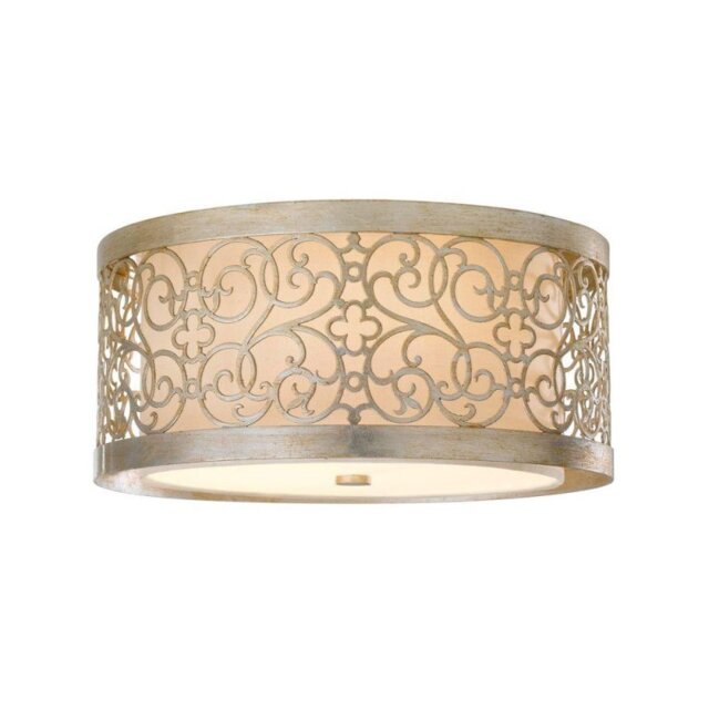 FE/ARABESQUE/F 2 Light Silver Leaf Flush Ceiling Light