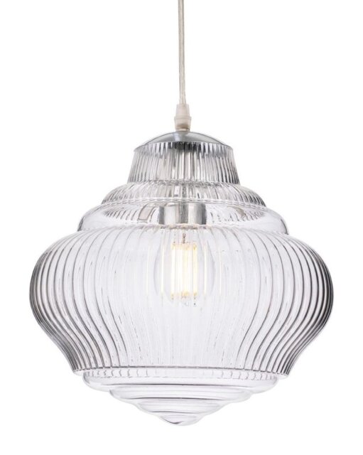 Firstlight 6941CH Brunswick Ceiling Pendant Light In Chrome Finish With Clear Decorative Glass