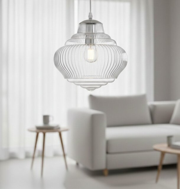 Firstlight 6941CH Brunswick Ceiling Pendant Light In Chrome Finish With Clear Decorative Glass