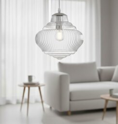 Firstlight 6941CH Brunswick Ceiling Pendant Light In Chrome Finish With Clear Decorative Glass