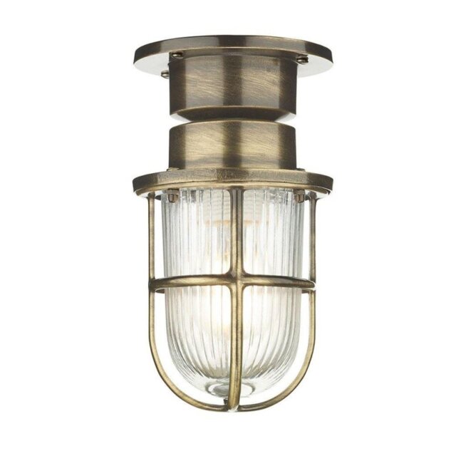 David Hunt Lighting COA0175 Coast One Light Semi Flush Ceiling Light In Antique Brass