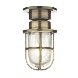 David Hunt Lighting COA0175 Coast One Light Semi Flush Ceiling Light In Antique Brass