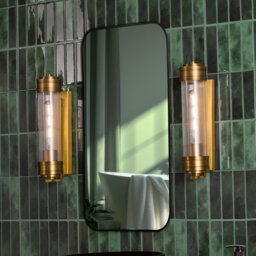 Dar Lighting Tommaso Bathroom Wall Light In Antique Bronze With Ribbed Glass IP44