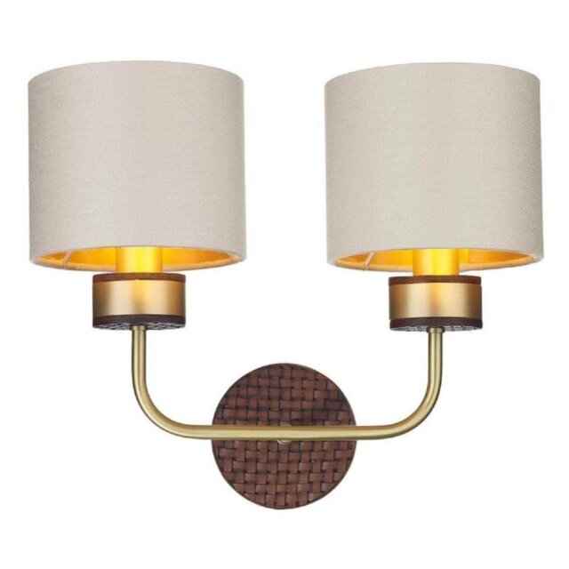 David Hunt Lighting HUN0940 Hunter 2 Light Wall Light In Butter Brass With Shades