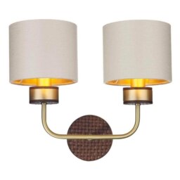 David Hunt Lighting HUN0940 Hunter 2 Light Wall Light In Butter Brass With Shades