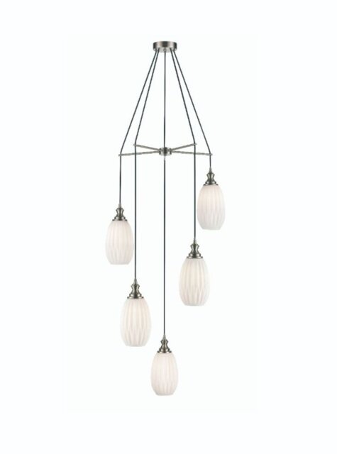 Marcella 5 Light Cluster Ceiling Light In Matt White Finish 56cm F2421-5/348