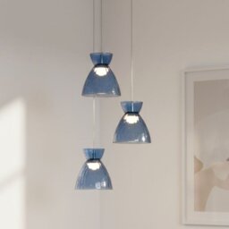 Firstlight 6842CHBL Royale LED 3 Light Cluster Ceiling Light In Chrome With Blue Dimpled Glass