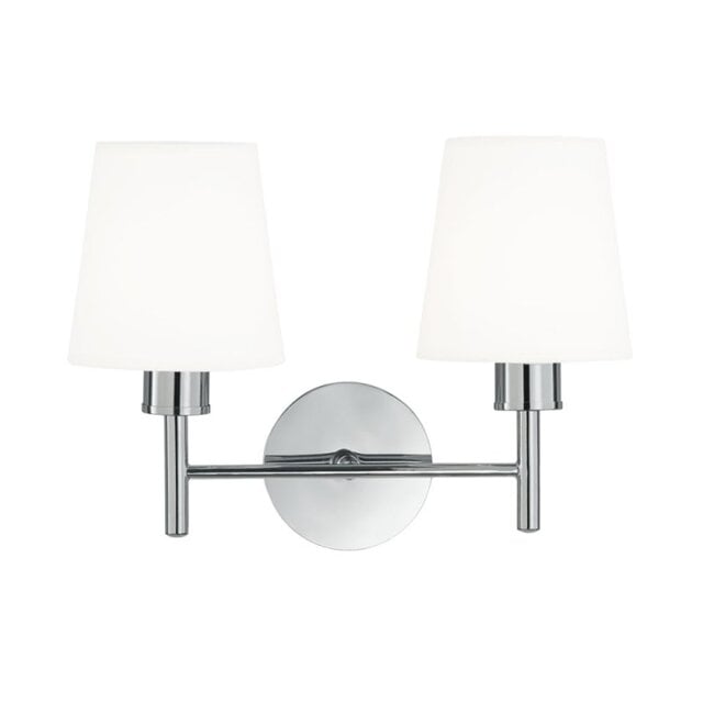 Franklite Turin 2 Light Wall Light In Chrome Finish With Opal Glass FL2126/2/1123