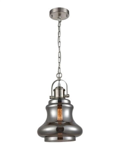PH200 Ceiling Bell Pendant In Satin Nickel And Smoked Glass