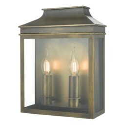 Dar VAP5045 Vapour Two Light Outdoor Wall Light In Brass With Clear Glass