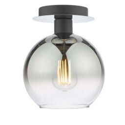 Dar Lighting Lycia Semi Flush Ceiling Light In Black Finish With Smoked Ombre Glass