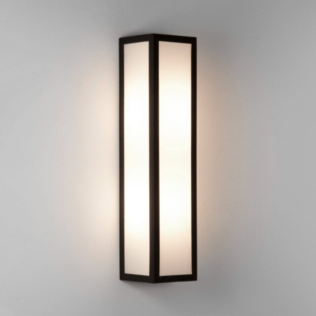 Astro 1178009 Salerno 350 Outdoor Wall Light In Textured Black With Frosted Glass IP44