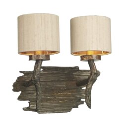 David Hunt Lighting JOS0999 Joshua Two Light Wall Light In Bronze With Taupe Shades