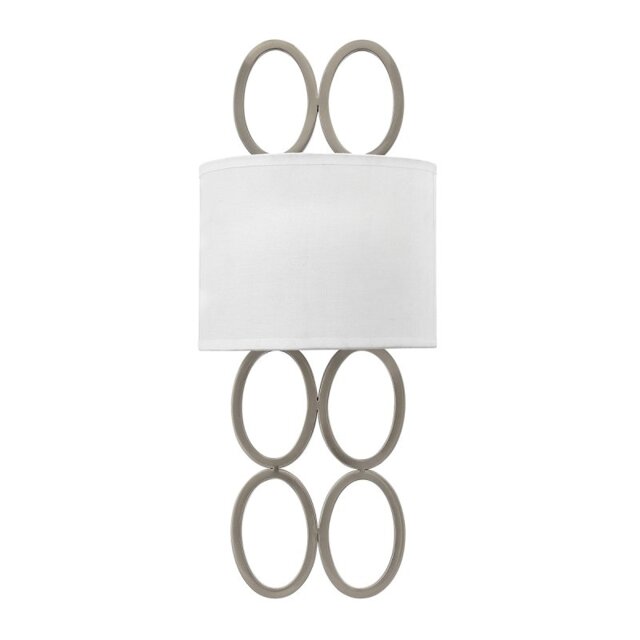 Quintiesse QN-JULES2-BN Jules Stylish 2 Light Wall Light In Brushed Nickel With White Linen Shade