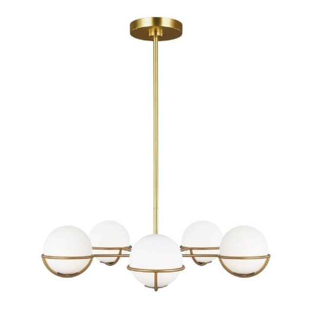 FE-APOLLO5-BB Apollo 5 Light Chandelier In Burnished Brass