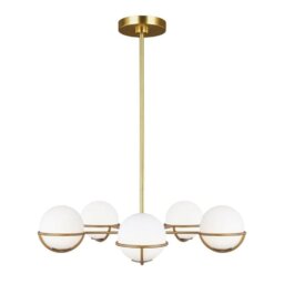 FE-APOLLO5-BB Apollo 5 Light Chandelier In Burnished Brass